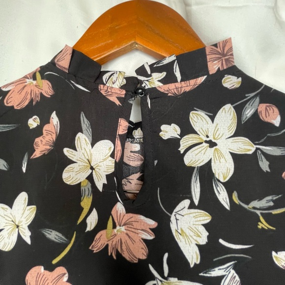 SHEIN Black and Rose Floral Long Sleeve Blouse - Picture 3 of 9